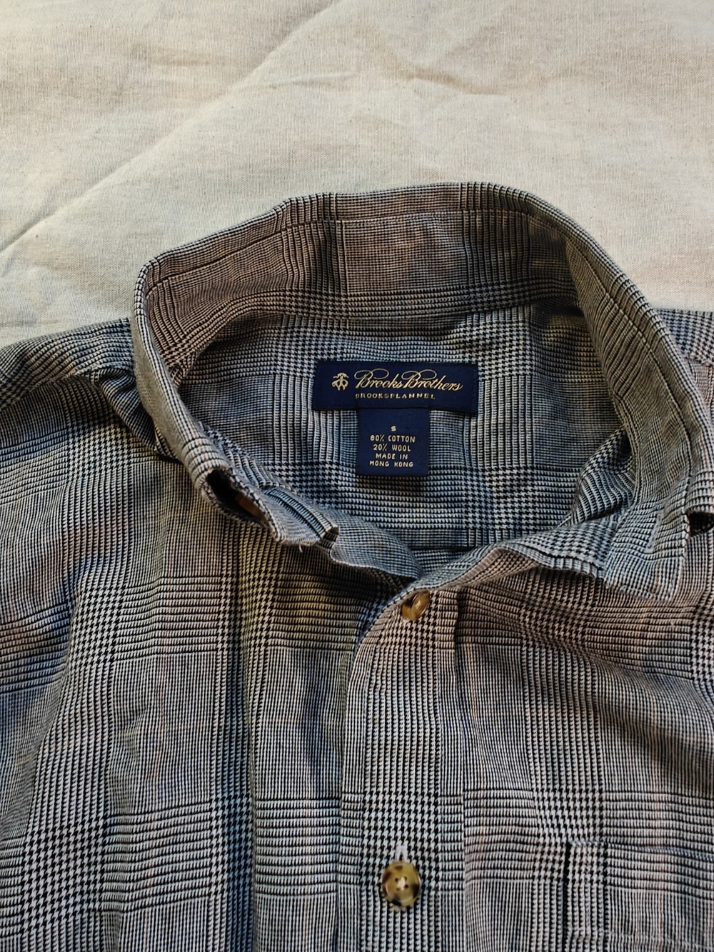 Brooks Brothers Men's Black & White Glen Plaid Button-Up Shirt